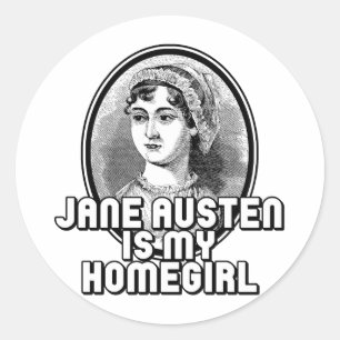 Pegatina Redonda Jane Austen