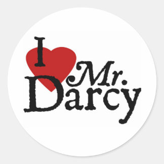 Pegatina Redonda Jane Austen I LOVE Mr Darcy