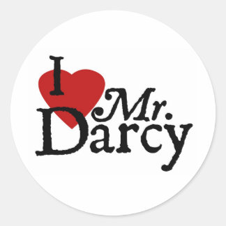 Pegatina Redonda Jane Austen I LOVE Mr Darcy