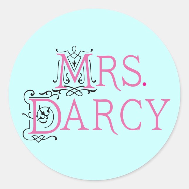 Pegatina Redonda Jane Austen Mrs Darcy Gift (Anverso)