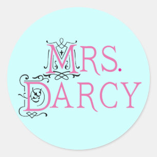 Pegatina Redonda Jane Austen Mrs Darcy Gift