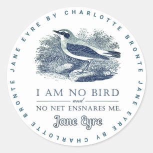 Pegatina Redonda Jane Eyre - No Soy Pájaro - Pájaro Vintage