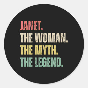 Pegatina Redonda Janet The Myth The Legend First Name Janet