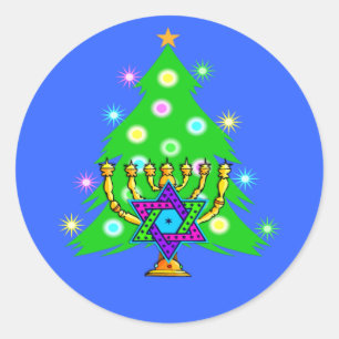 Pegatina Redonda Jánuca y navidad