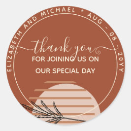 Pegatina Redonda Japandi Resumen Boda Geométrico Escandinavo