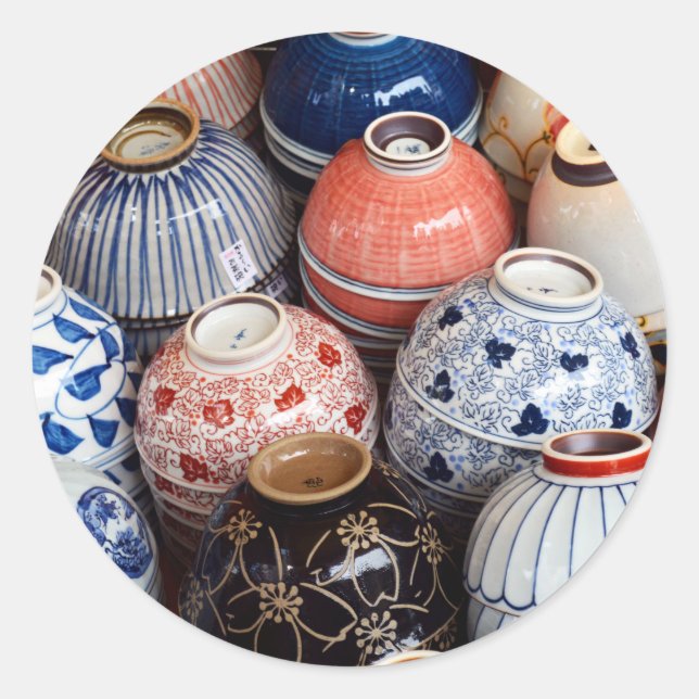 Pegatina Redonda Japanese Bowls: Tokyo (Anverso)