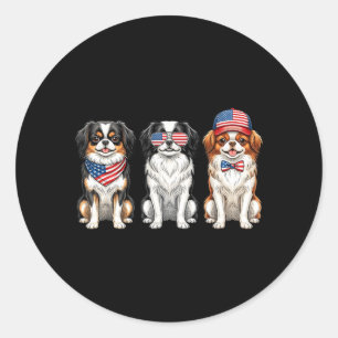 Pegatina Redonda Japanese Chin 4 de julio bandera americana perro