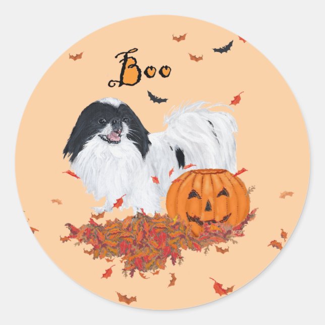 Pegatina Redonda Japanese Chin Halloween (Anverso)