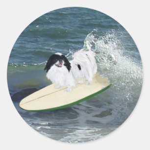 Pegatina Redonda Japanese Chin Surfing