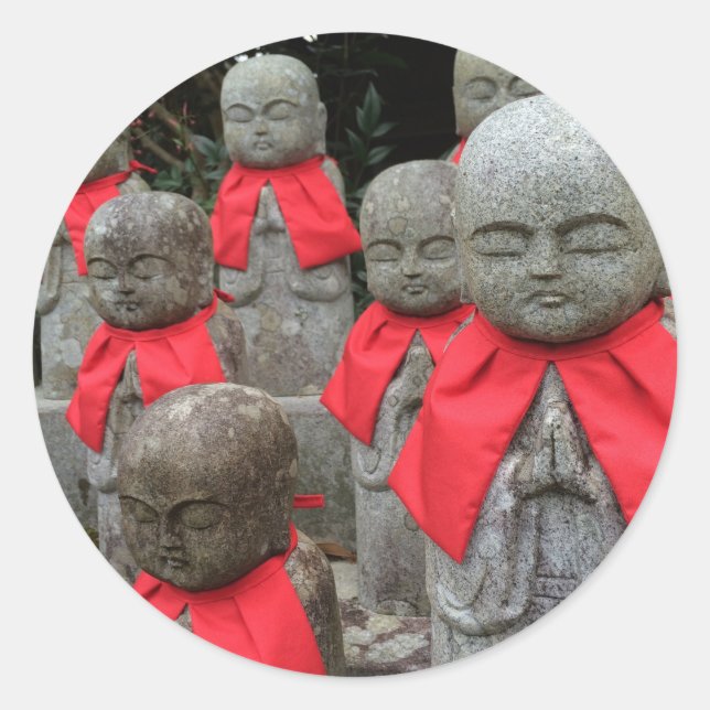 Pegatina Redonda Japón Estilo Guardian Deidad De Los Niños Japón (Anverso)