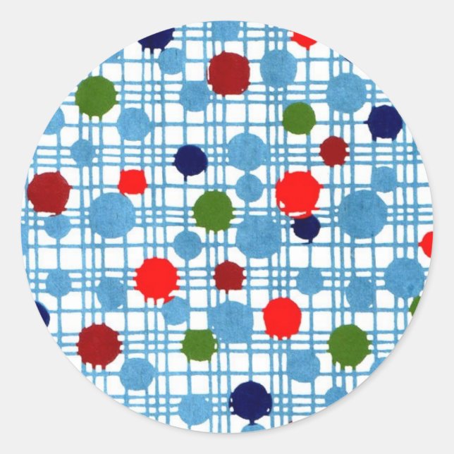 Pegatina Redonda Japón retro 1950 1960 Chiyogami Origami Japonés (Anverso)