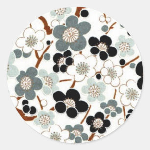 Pegatina Redonda Japón, Sakura, kimono, Origami, Chiyogami, flor,