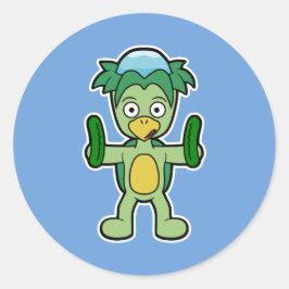Pegatina Redonda Japonés Kappa Yokai (¡con pepinos!)
