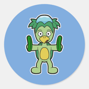 Pegatina Redonda Japonés Kappa Yokai (¡con pepinos!)