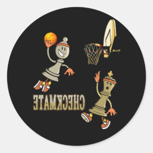 Pegatina Redonda Jaque mate Chess Dunk Juego de Baloncesto King Pa