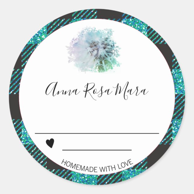 Pegatina Redonda *~* Jar Buffalo Gingham AP30 Dandelion Heart (Anverso)