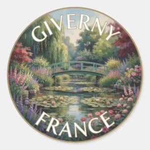 Pegatina Redonda Jardín acuático de Giverny Francia Escénico viaje 