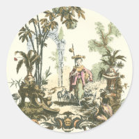 Jardín asiático con mujeres y animales