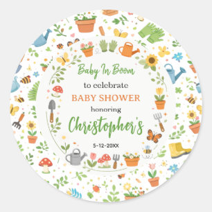 Pegatina Redonda Jardín de bebé en flor Baby Shower   Floral adorab