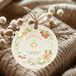 Pegatina Redonda Jardín de Brote Pequeño de Granja Agradecimiento p