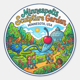 Pegatina Redonda Jardín de Esculturas de Minneapolis EE. UU.