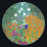 Pegatina Redonda Jardín de flores, Gustav Klimt<br><div class="desc">Jardín de las Flores - por el pintor simbolista austríaco Gustav Klimt. Gustav Klimt (1862-1918) era un pintor sinfín austríaco y uno de los miembros más prominentes del movimiento secesión de Viena. Sus principales obras incluyen pinturas, murales, bocetos y otros objetos de arte. El tema principal de Klimt fue el...</div>
