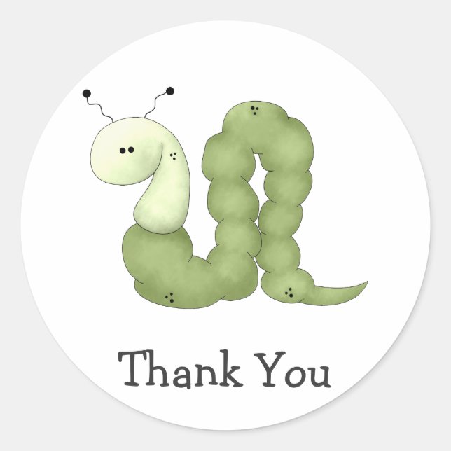 Pegatina Redonda Jardín de Gram ・ Gusano verde (Anverso)