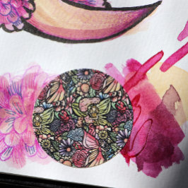 Pegatina Redonda Jardín de hadas Jardines de flores Flower Gardens 