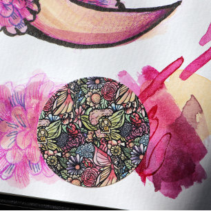 Pegatina Redonda Jardín de hadas Jardines de flores Flower Gardens