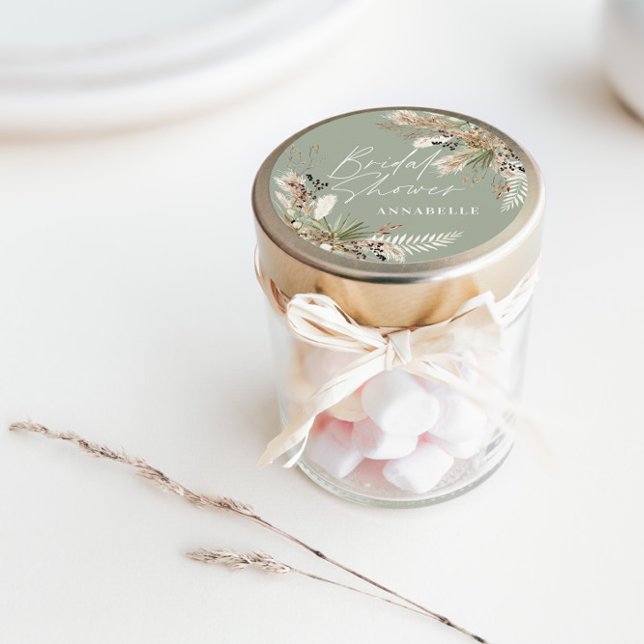 Pegatina Redonda Jardín de hierba de pampas moderna verde elegante  (Subido por el creador)