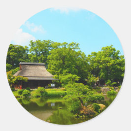 Pegatina Redonda Jardín de Japón