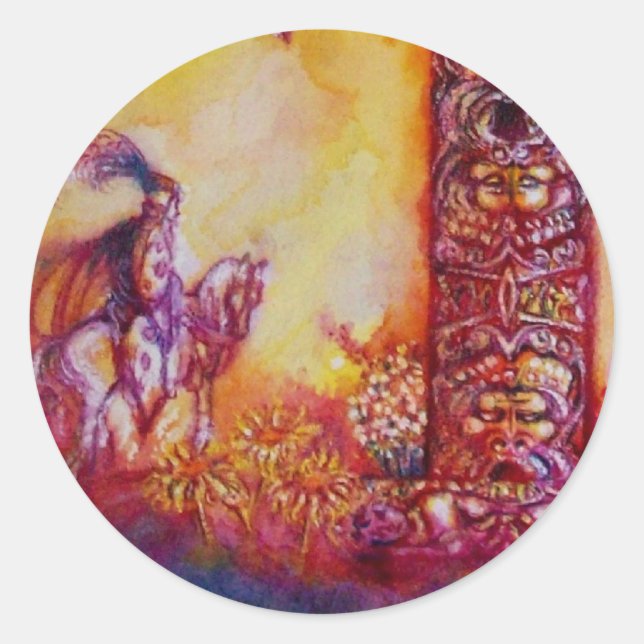 PEGATINA REDONDA JARDÍN DE LAS SOMBRILLAS PERDIDAS / NOCHE Y CABALL (Anverso)