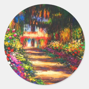 Pegatina Redonda Jardín de Monet en Giverny