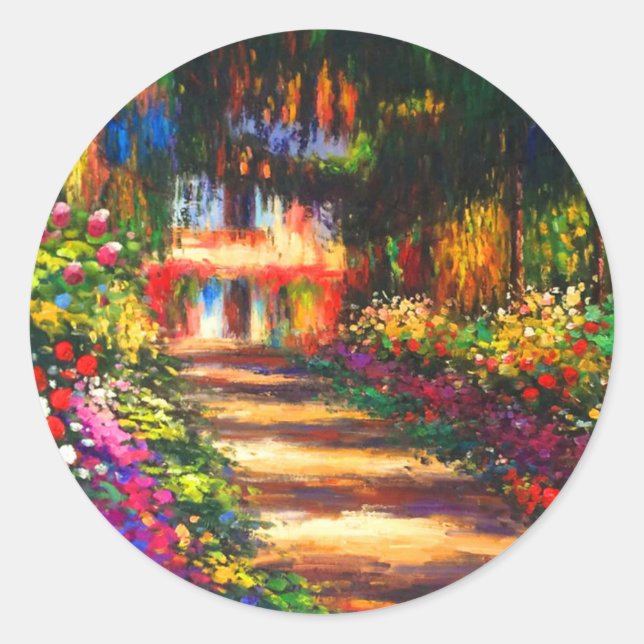 Pegatina Redonda Jardín de Monet en Giverny (Anverso)