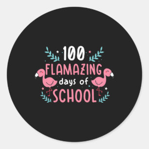 Pegatina Redonda Jardín De Niños 100 Días De Escuela Profesor De Fl