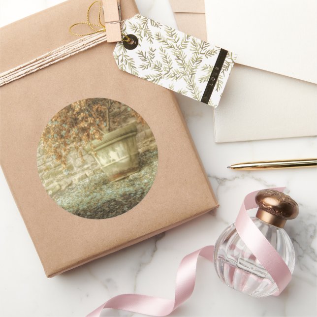 Pegatina Redonda Jardín de otoño rústico (Regalar)