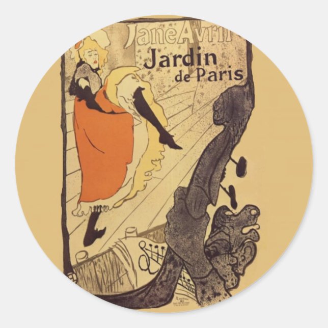 Pegatina Redonda Jardin de Paris - Toulouse-Lautrec (Anverso)