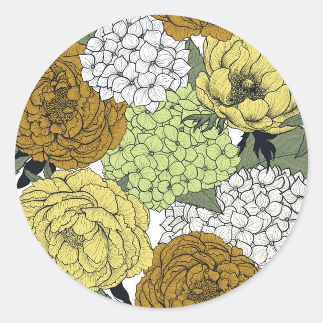 Pegatina Redonda Jardín de primavera tardía 2 (Anverso)