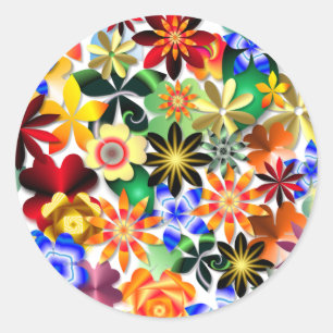 Pegatina Redonda Jardín del arco iris