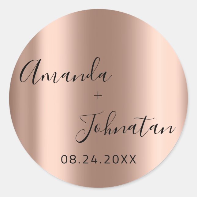 Pegatina Redonda Jardín Delgado Sencillo Nombre Fecha Negro Clásico (Anverso)