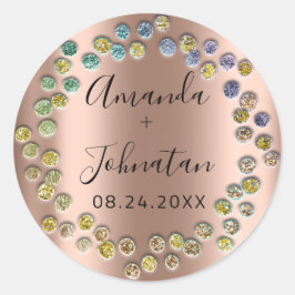 Pegatina Redonda Jardín Flaco Simplemente Nombre Fecha Rosas Negras