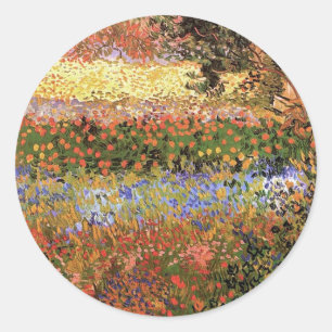 Pegatina Redonda Jardín Florido,Vincent van Gogh.