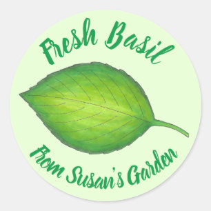 Pegatina Redonda Jardín personalizado de hierba de albahaca cultiva