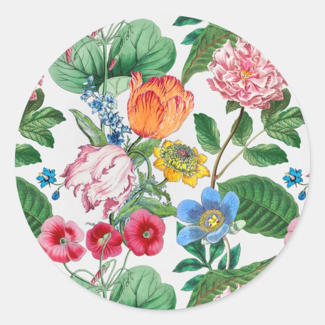 Pegatina Redonda Jardín primavera (Anverso)