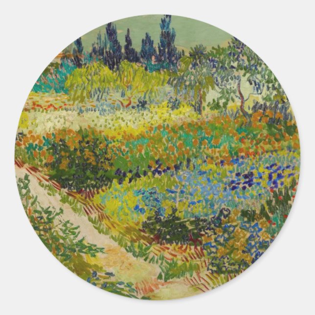 Pegatina Redonda Jardín Vincent Van Gogh en Arles (Anverso)