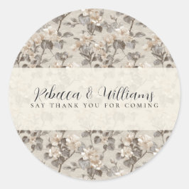 Pegatina Redonda Jardineras románticas de gardenias acento boda ret