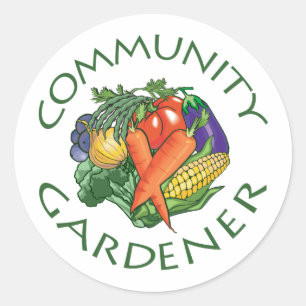 Pegatina Redonda Jardinería comunitaria