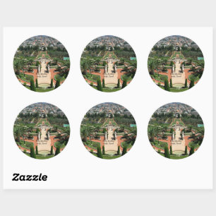 Pegatina Redonda Jardines Bahai en Haifa, Israel
