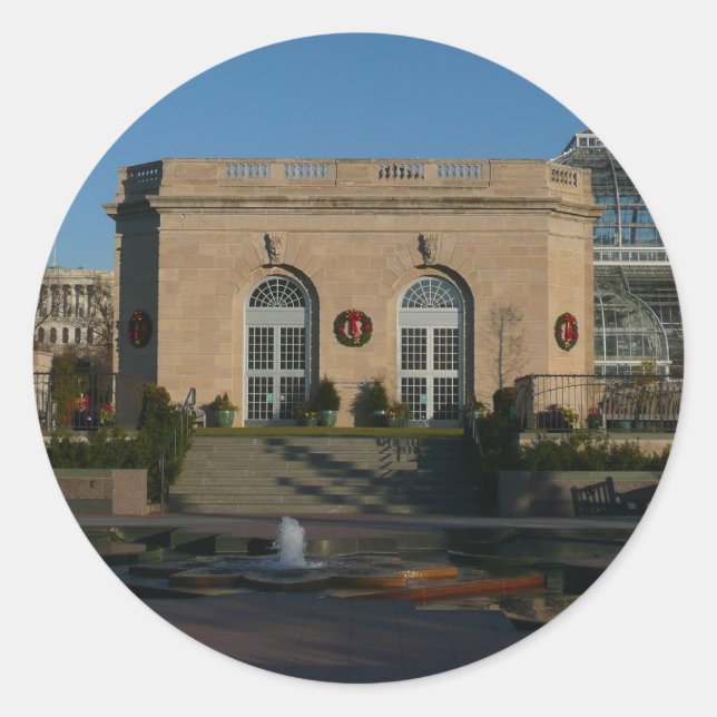 Pegatina Redonda Jardines botánicos para Navidades en Washington DC (Anverso)