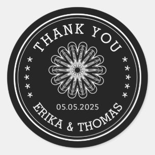 Pegatina Redonda Jarrón de flores moderno minimalista Gracias Mason